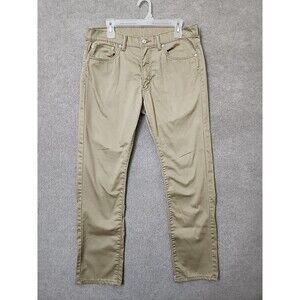 Levis 513 Slim Straight Fit Chino Pants Mens 34x32 Beige Khaki Some Stretch